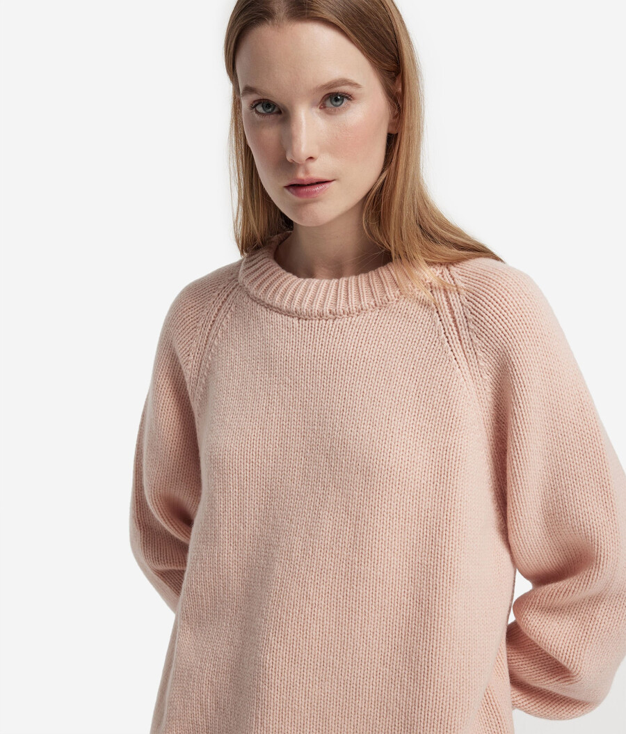jersey de tricot de cachemira con cuello redondo