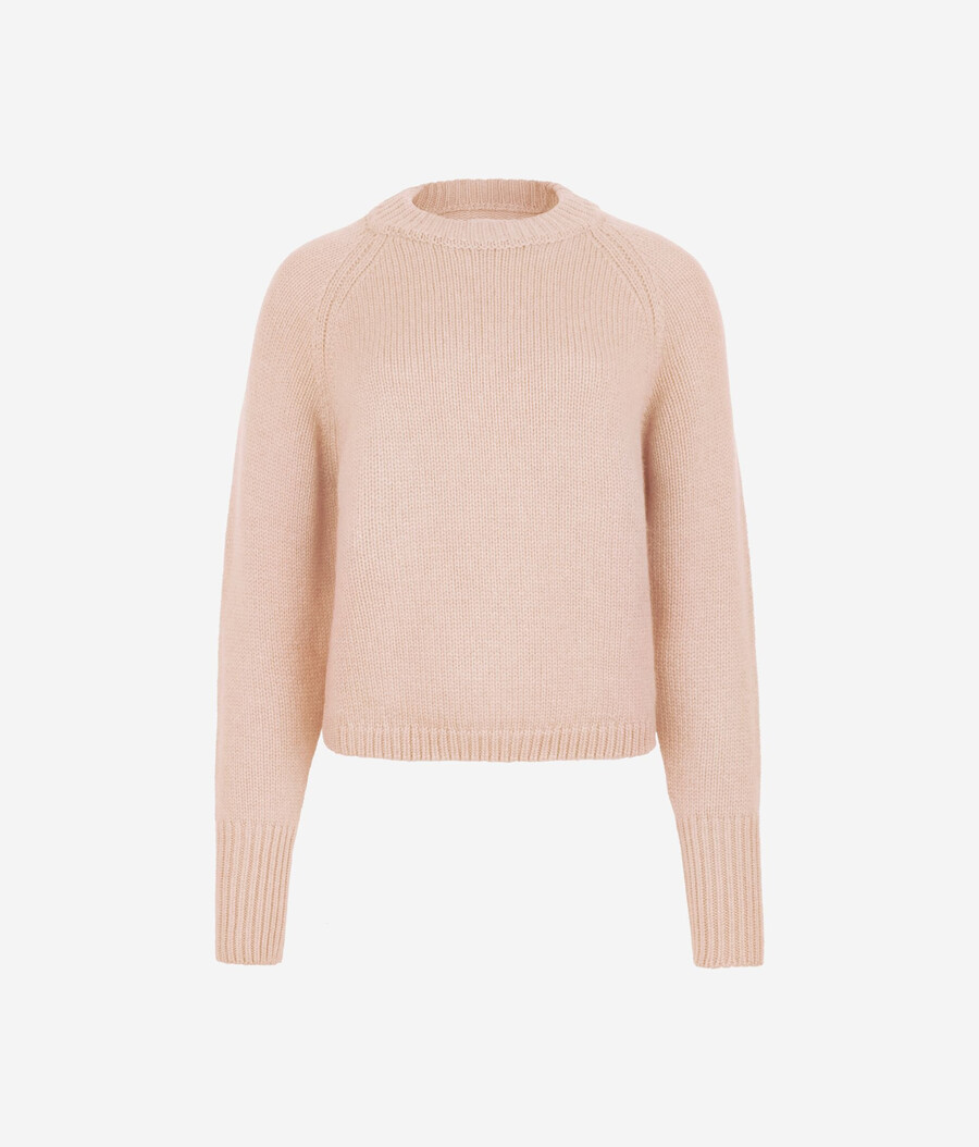 jersey de tricot de cachemira con cuello redondo