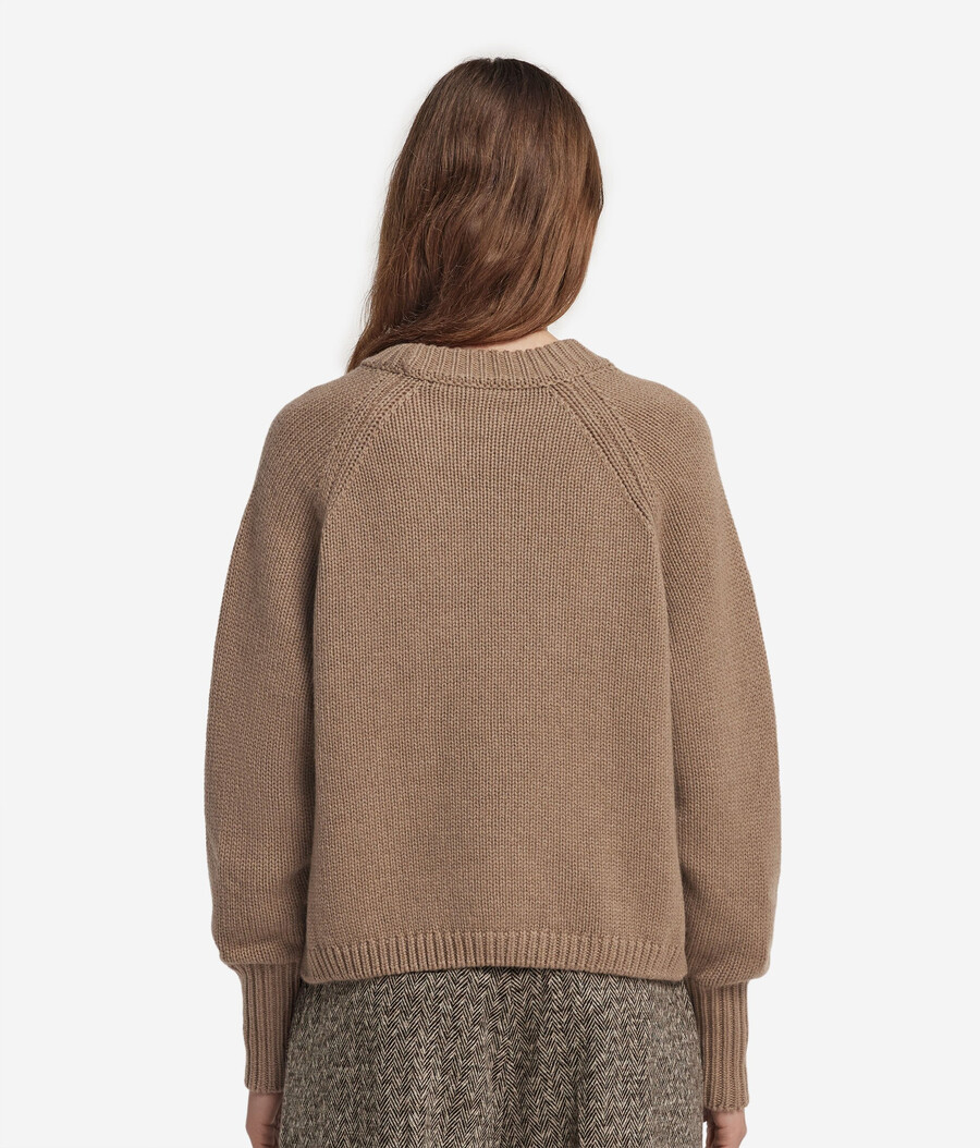 jersey de tricot de cachemira con cuello redondo