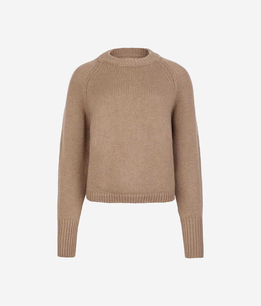 jersey de tricot de cachemira con cuello redondo