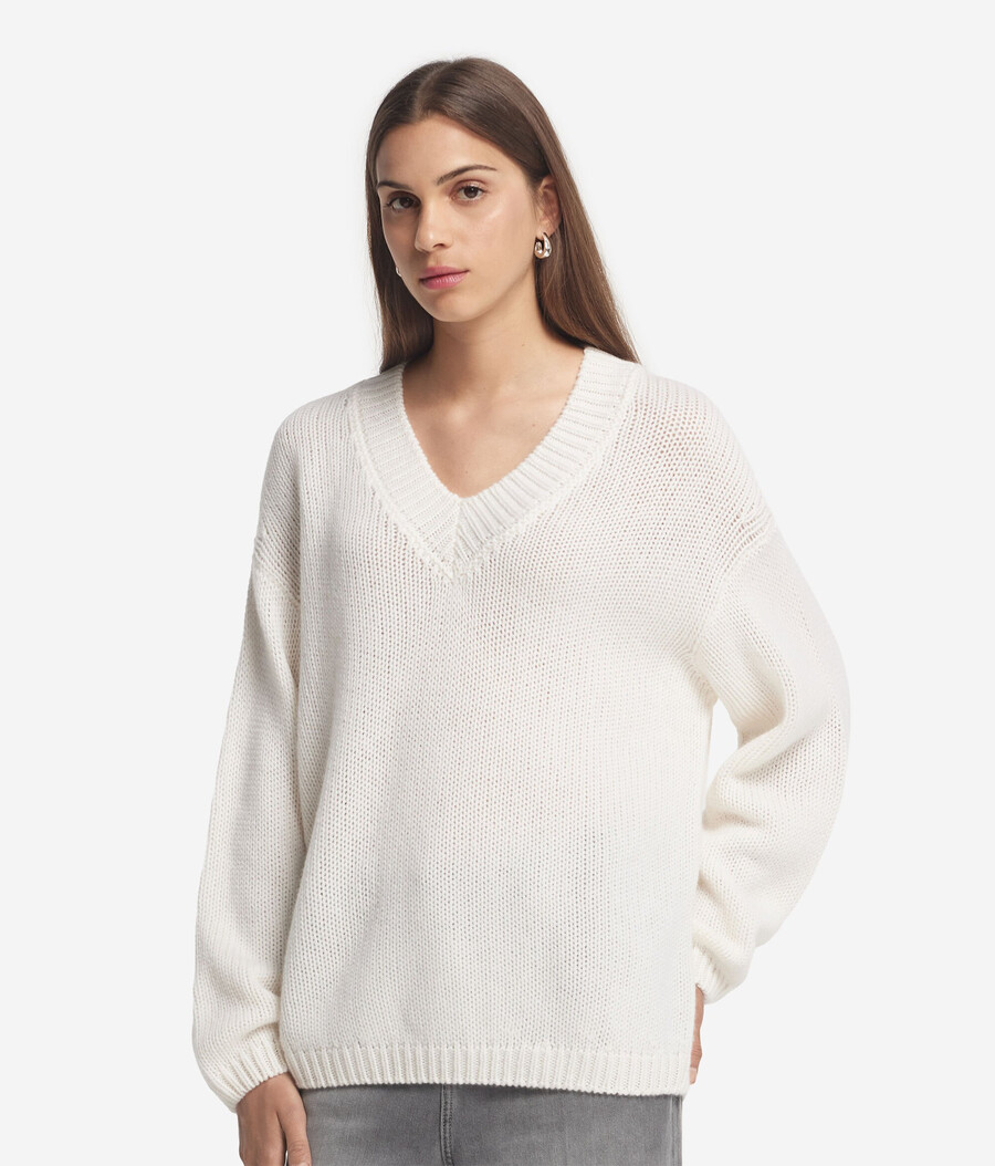 jersey de cuello en v de tricot de cachemira ultrasuave