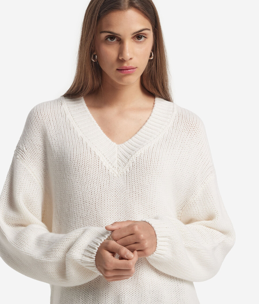 jersey de cuello en v de tricot de cachemira ultrasuave