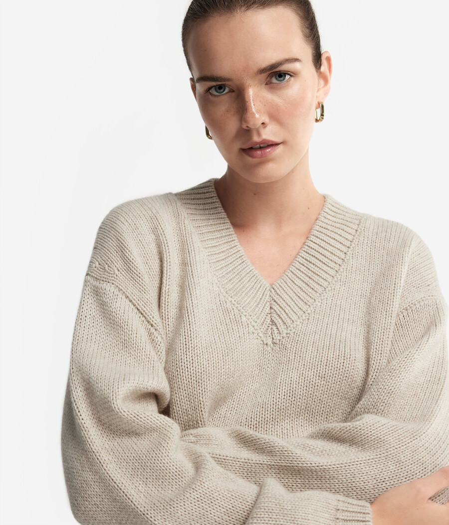 jersey de cuello en v de tricot de cachemira ultrasuave