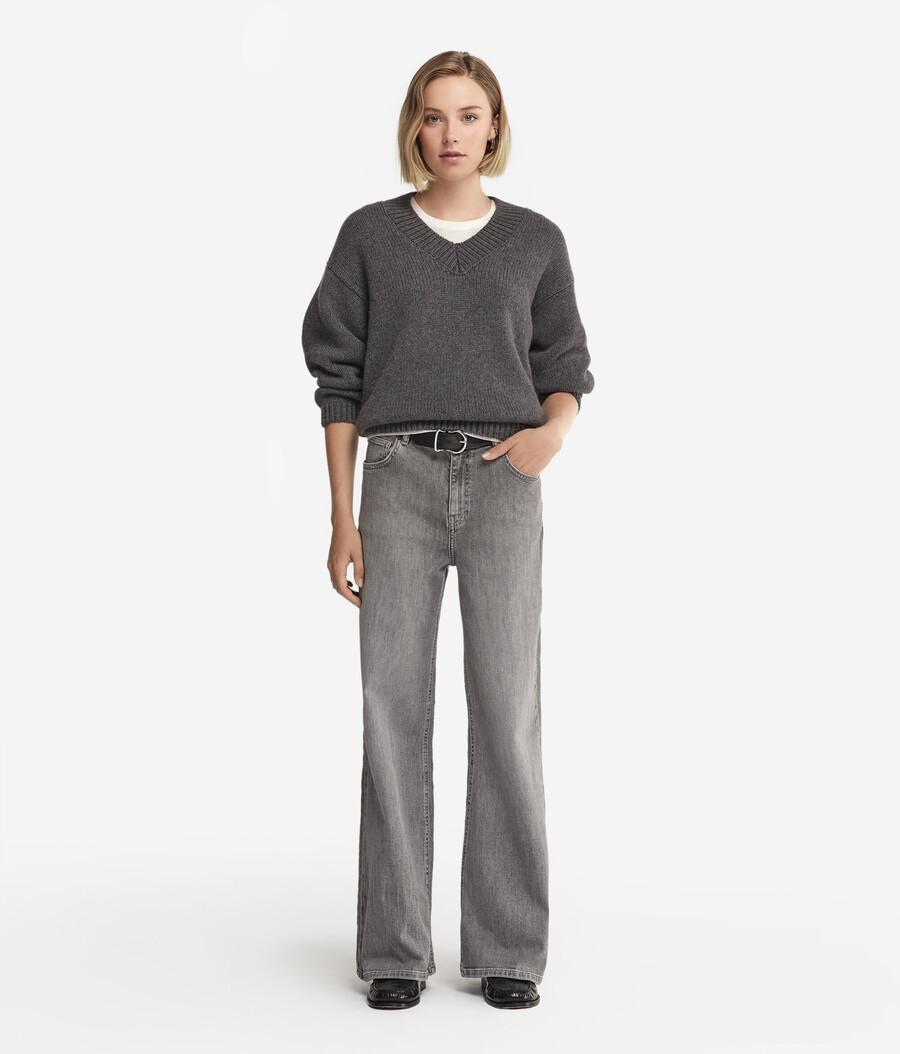 jersey de cuello en v de tricot de cachemira ultrasuave