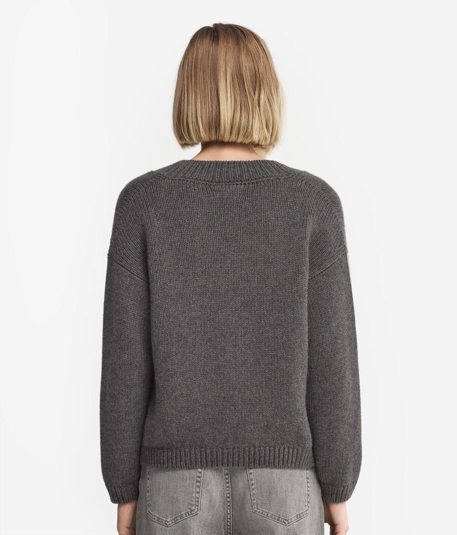 jersey de cuello en v de tricot de cachemira ultrasuave