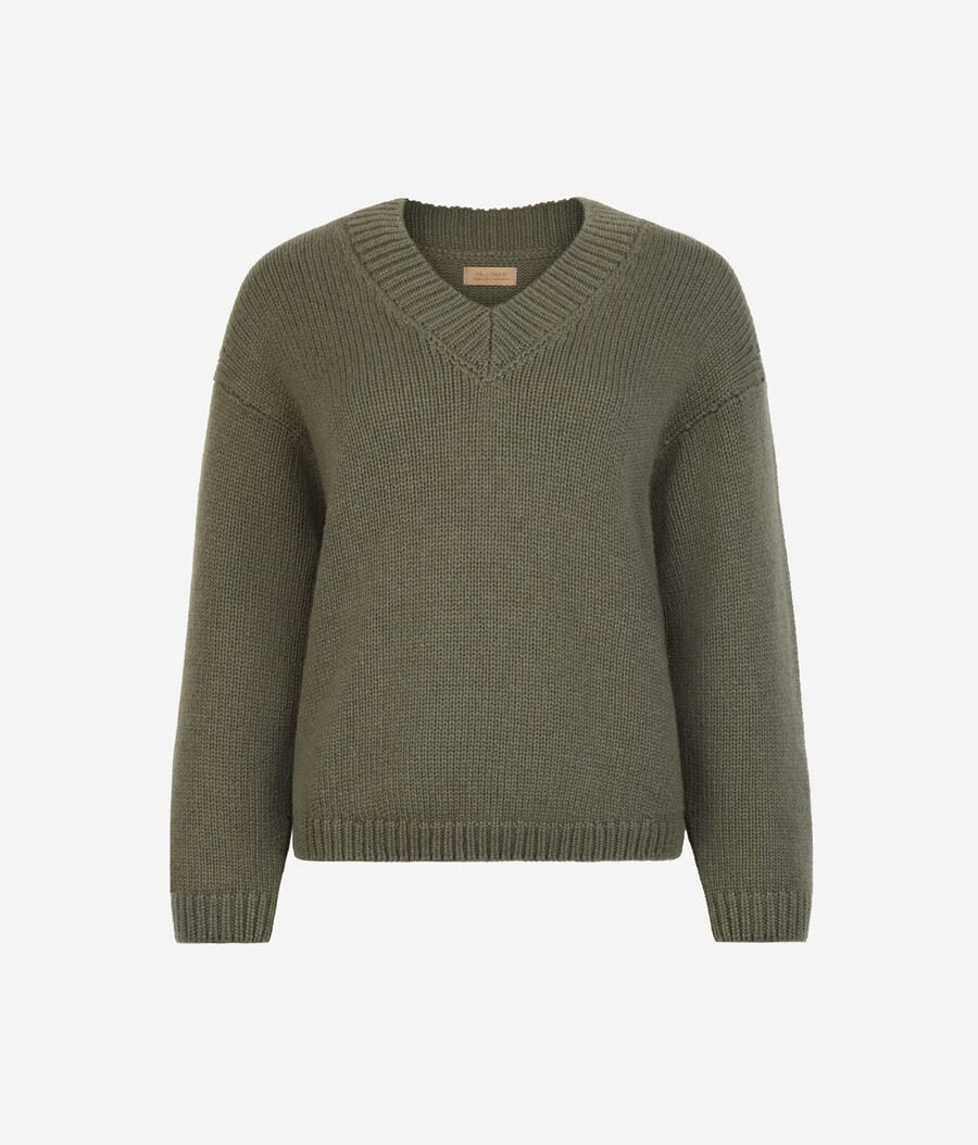 jersey de cuello en v de tricot de cachemira ultrasuave