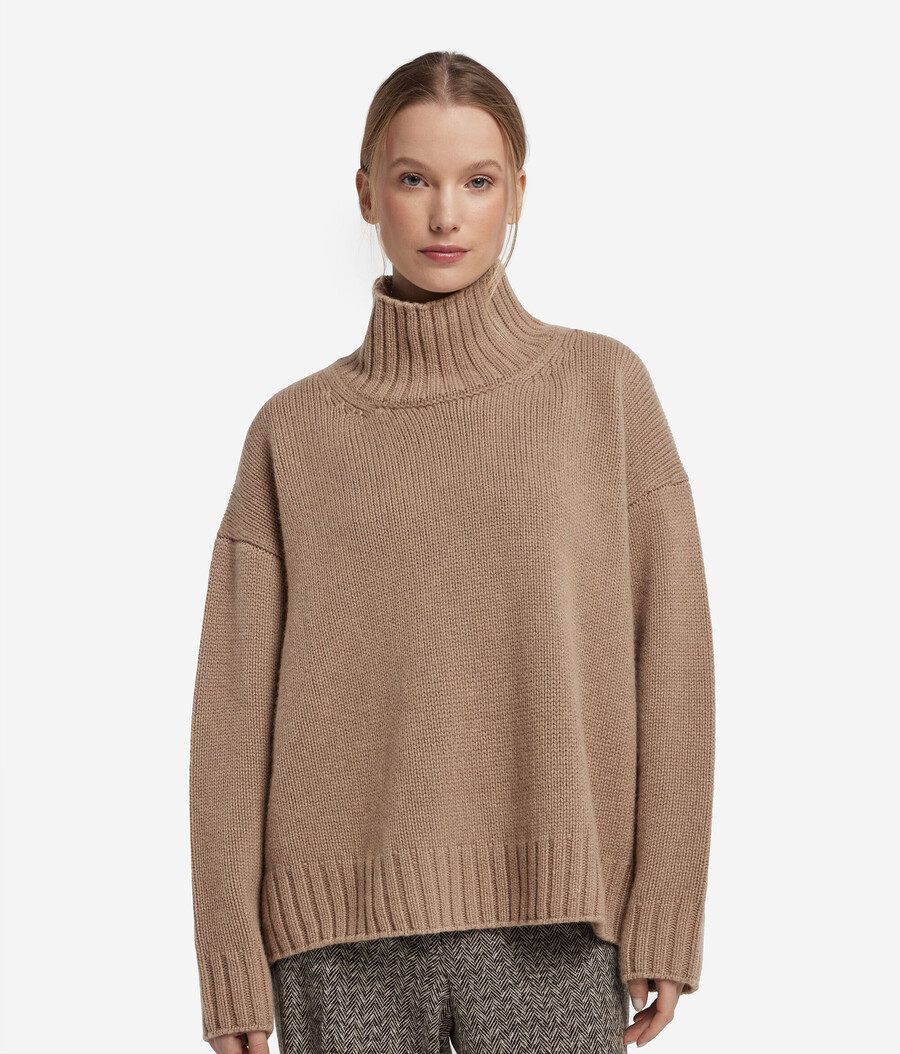jersey de cuello alto de tricot de cachemira