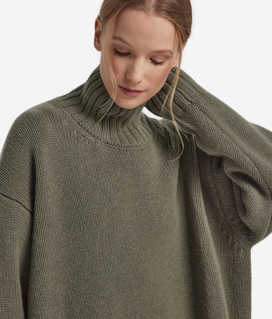 jersey de cuello alto de tricot de cachemira