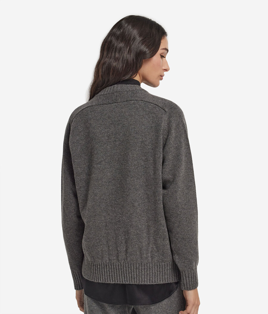 jersey de cachemira ultrasuave con cuello redondo punto trenzado y pedrería