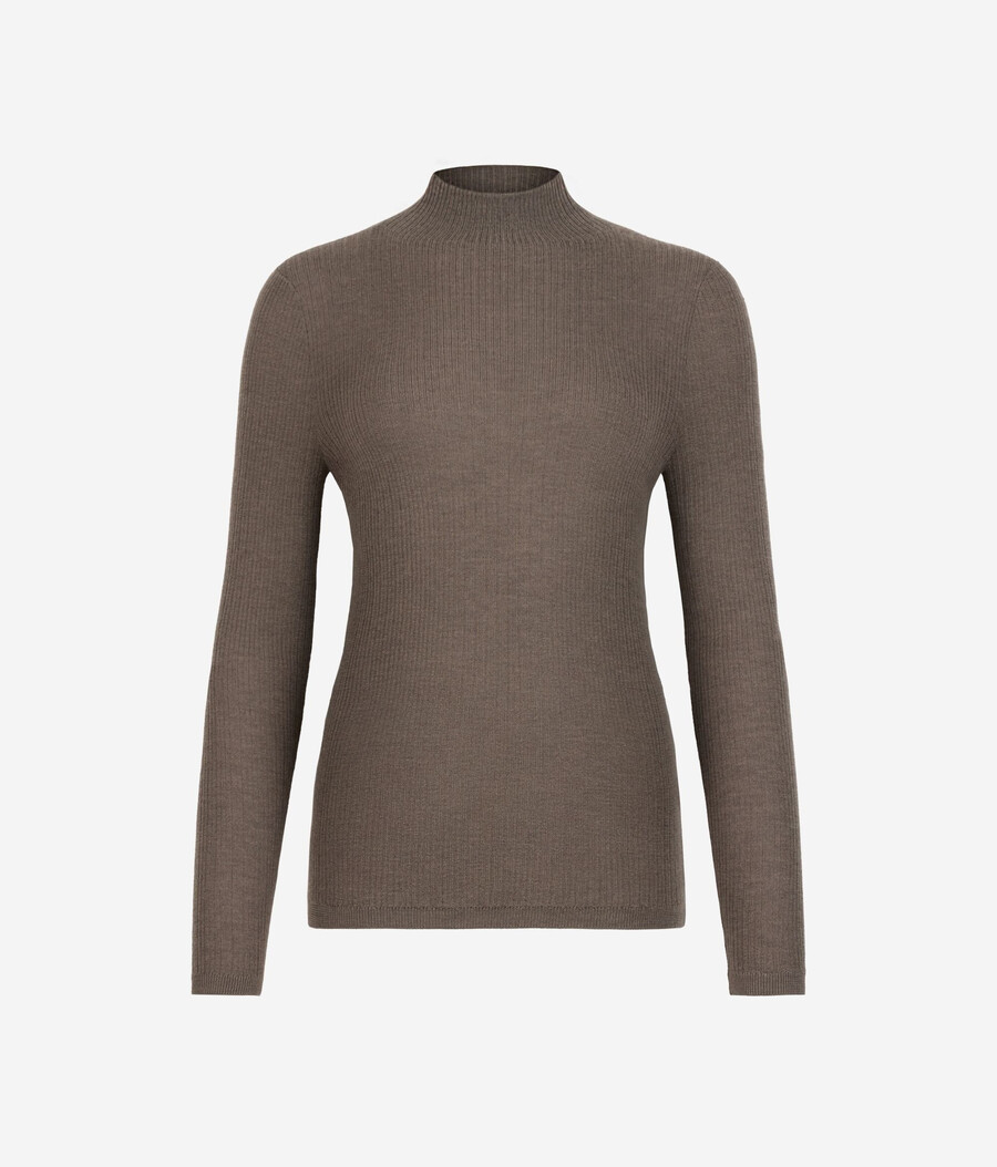 jersey de cuello alto de cachemira ultrafina acanalada