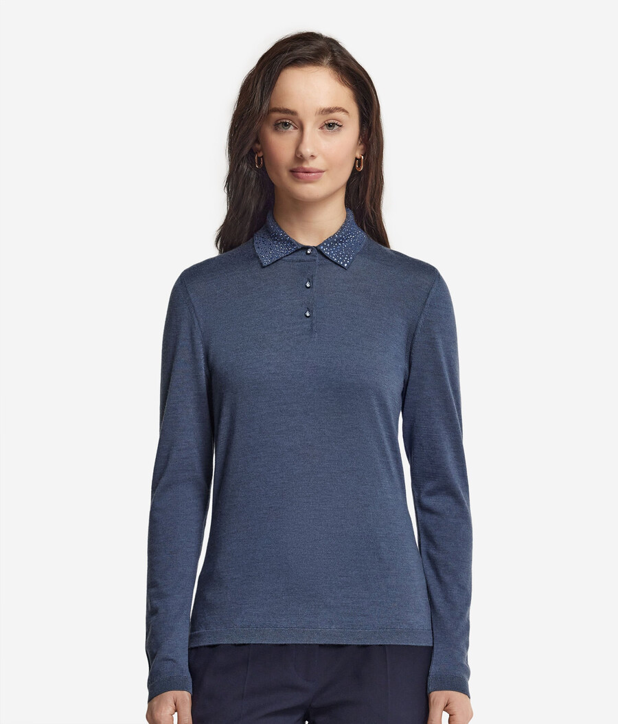 polo de cachemira ultrafina con pedrería