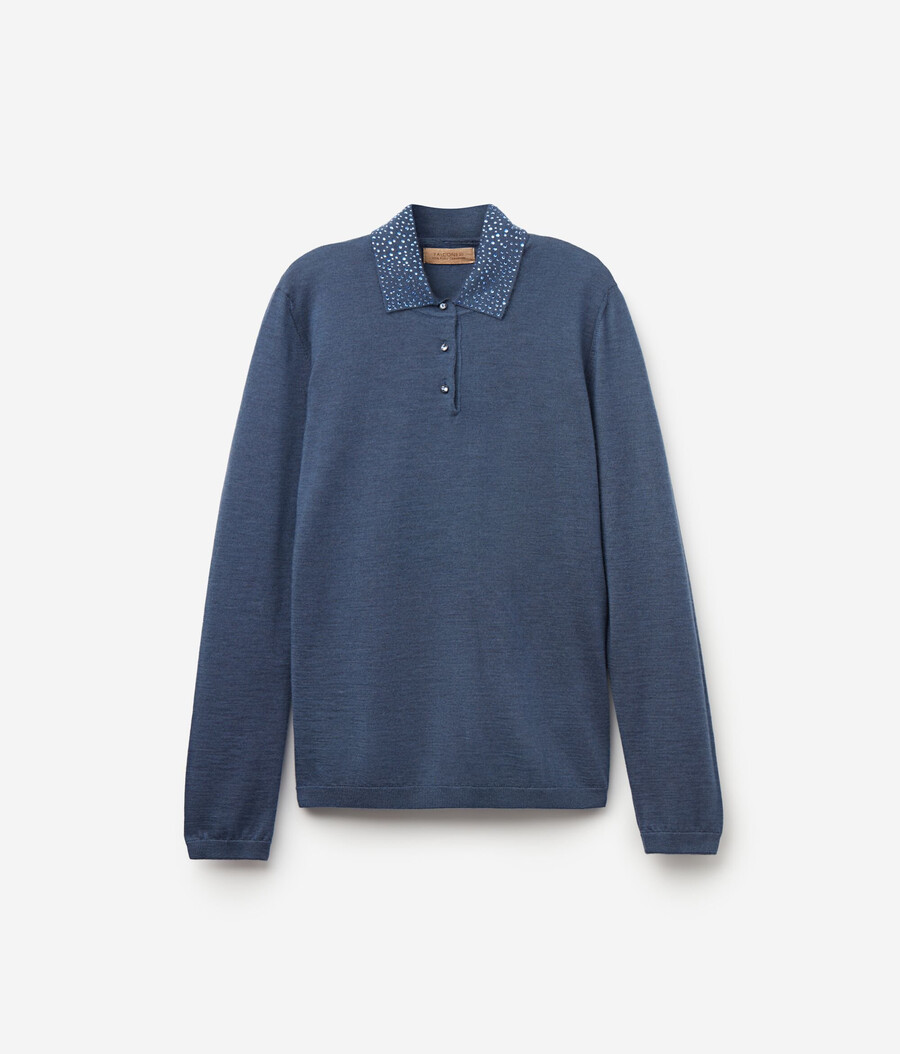 polo de cachemira ultrafina con pedrería