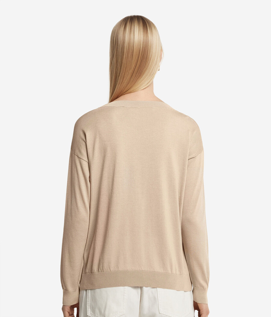 jersey de cuello redondo de seda y algodón