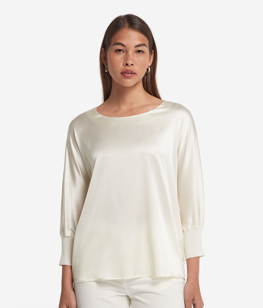 jersey de satén de seda con cuello redondo