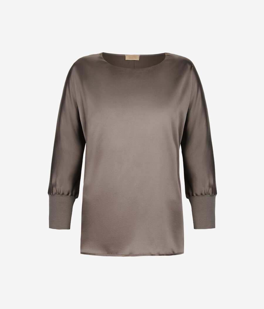 jersey de satén de seda con cuello redondo