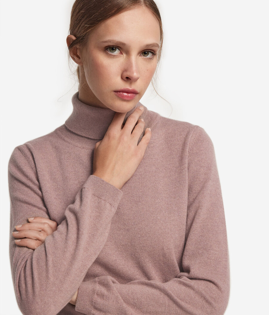 suéter de cuello alto de cachemira ultrasuave