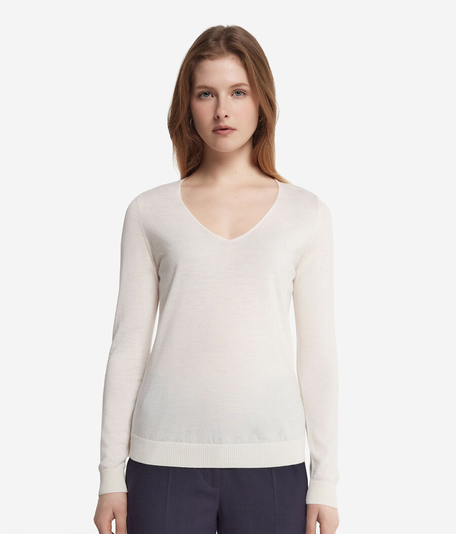 jersey de cachemira ultrafina con cuello en v