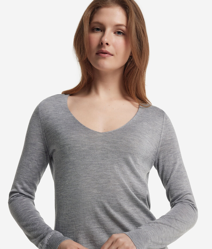 jersey de cachemira ultrafina con cuello en v