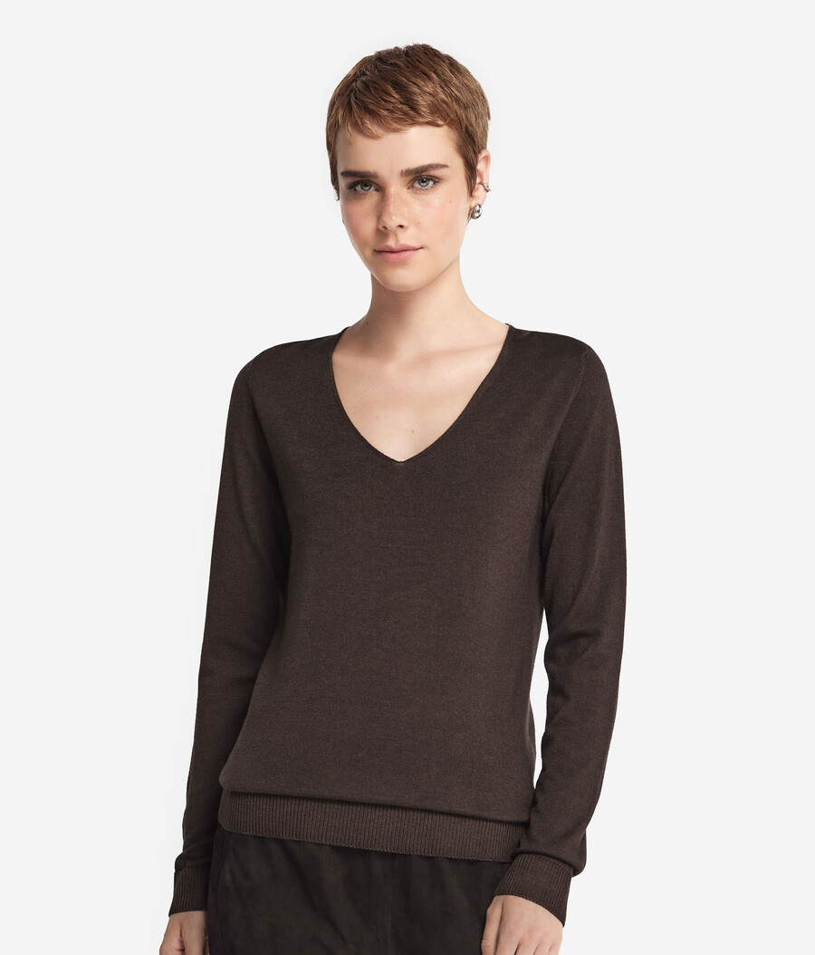 jersey de cachemira ultrafina con cuello en v