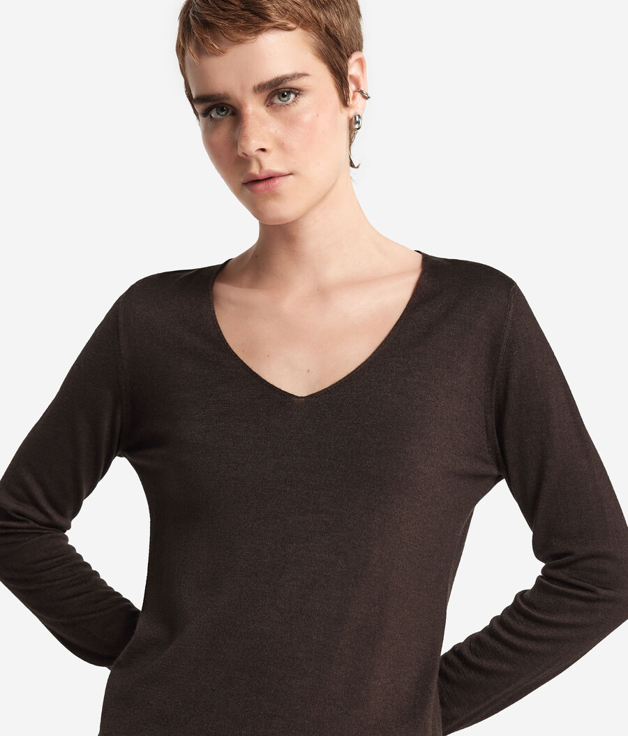 jersey de cachemira ultrafina con cuello en v