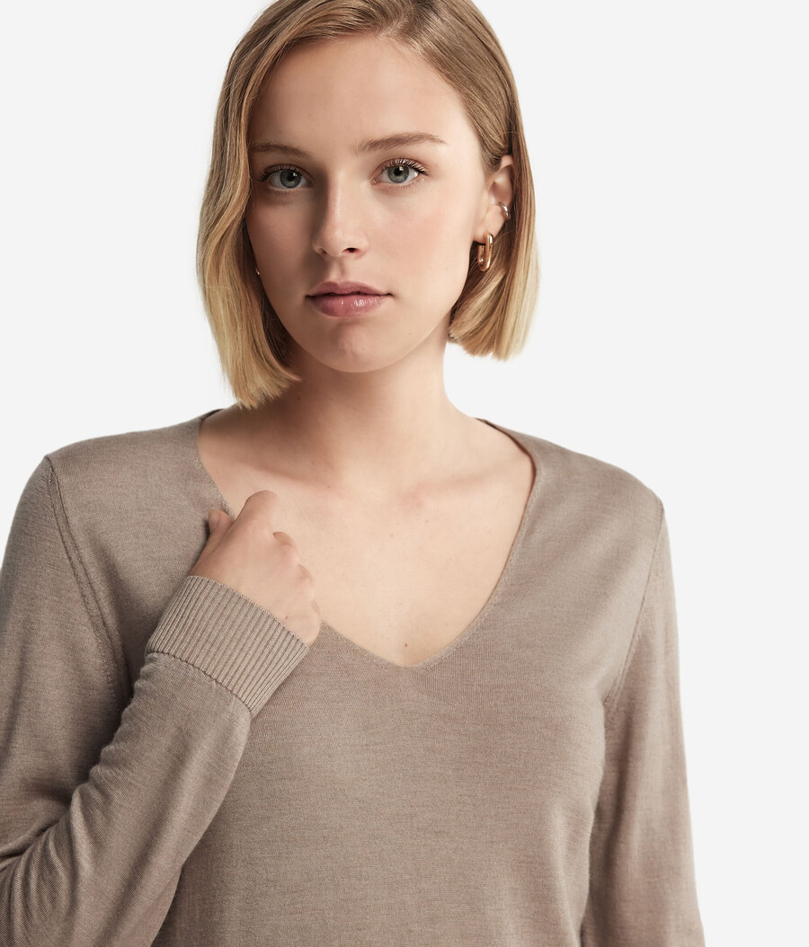 jersey de cachemira ultrafina con cuello en v