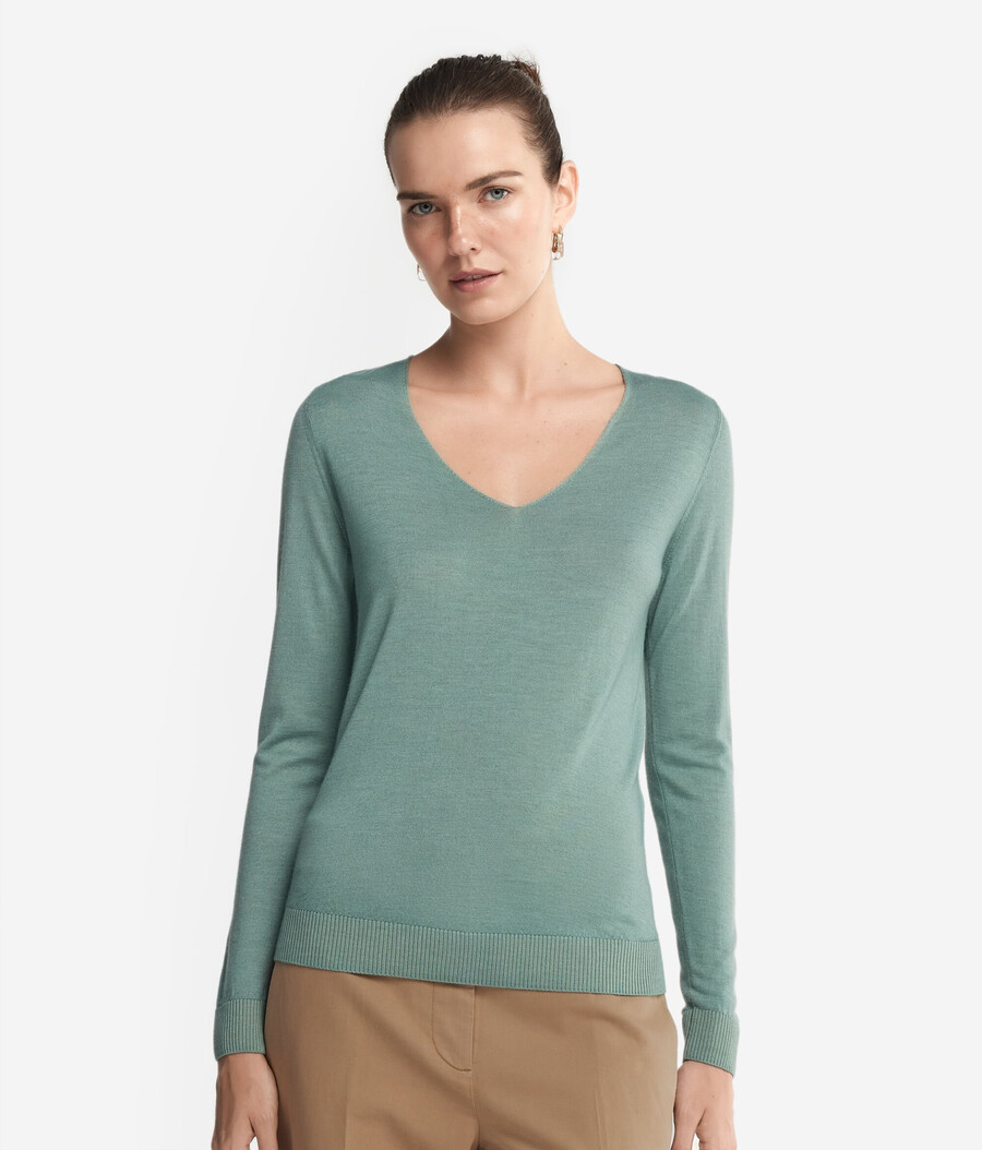 jersey de cachemira ultrafina con cuello en v
