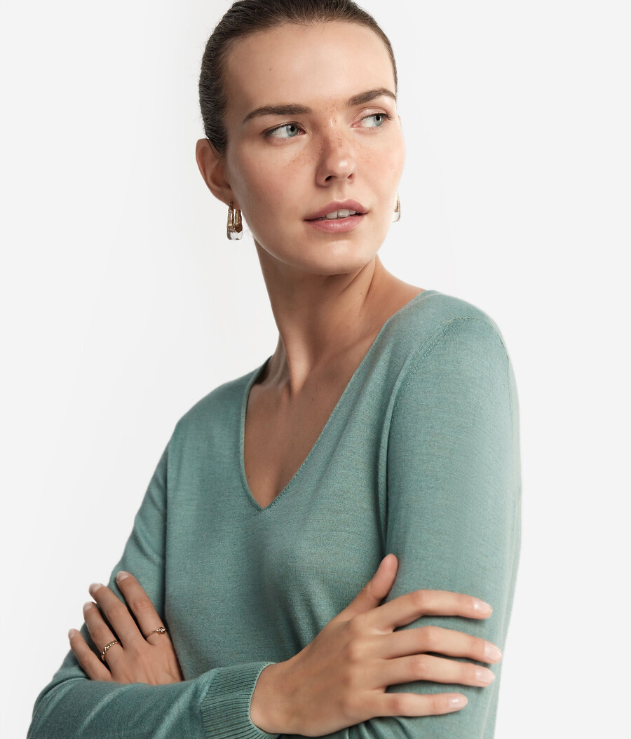 jersey de cachemira ultrafina con cuello en v