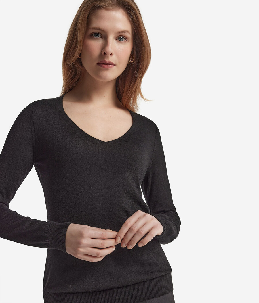 jersey de cachemira ultrafina con cuello en v