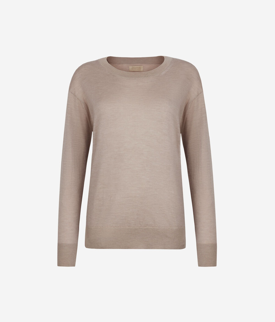 jersey de cachemira con cuello redondo y aberturas