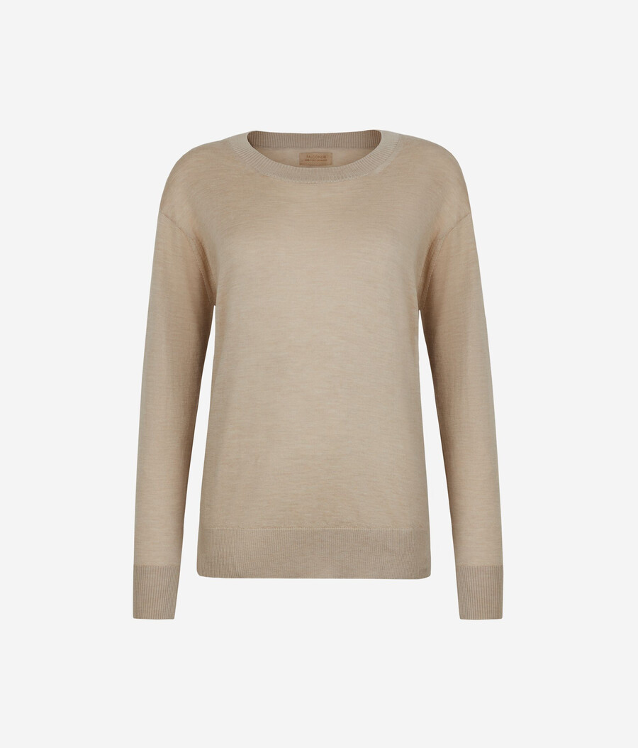 jersey de cachemira con cuello redondo y aberturas