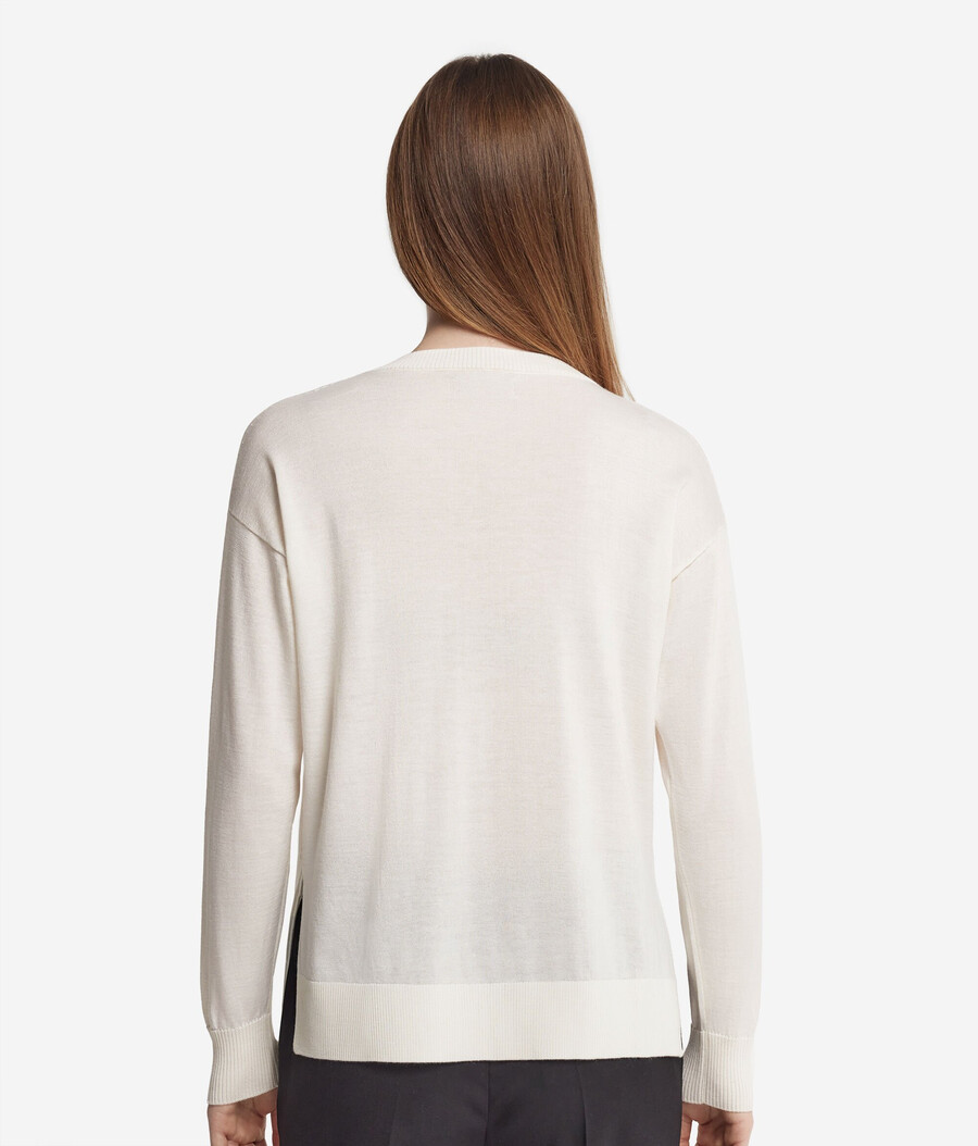 jersey de cachemira con cuello en v y aberturas
