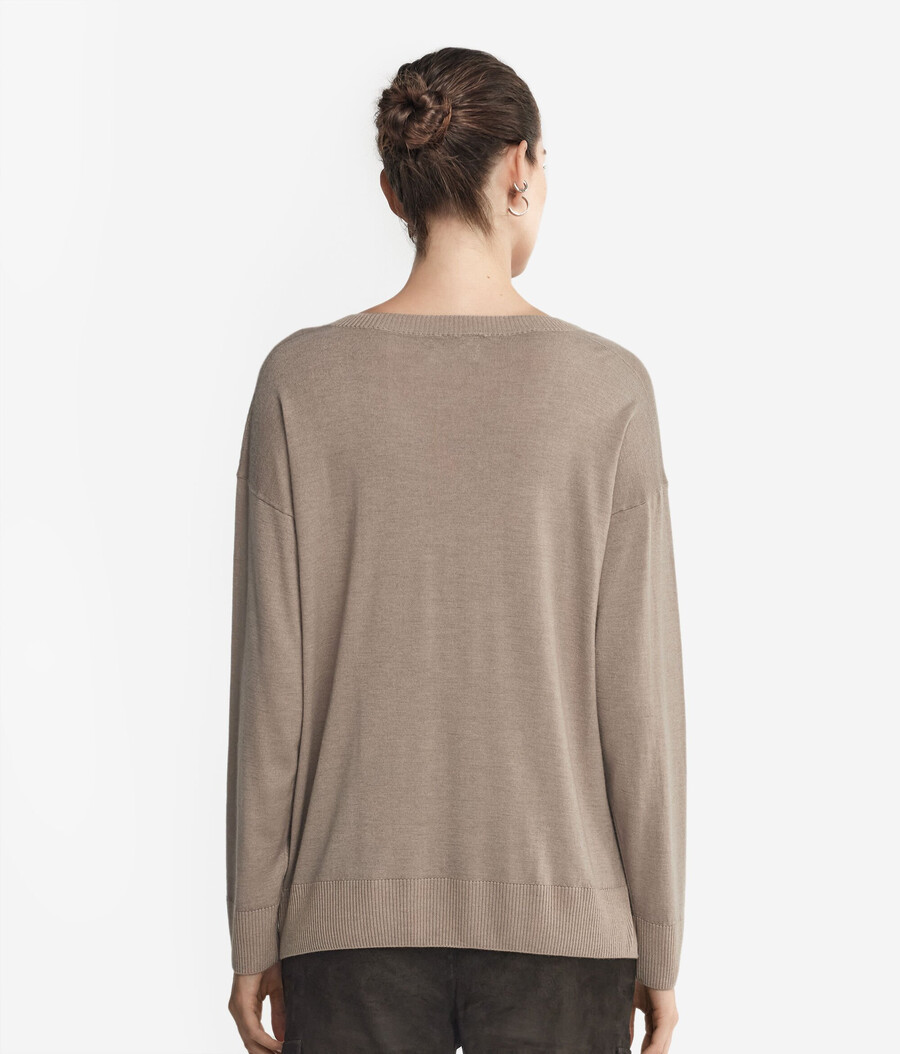 jersey de cachemira con cuello en v y aberturas