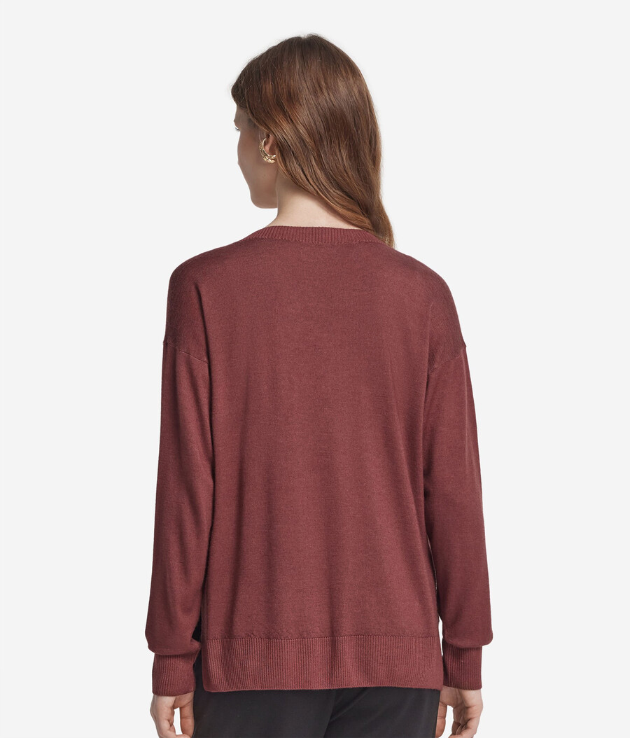 jersey de cachemira con cuello en v y aberturas