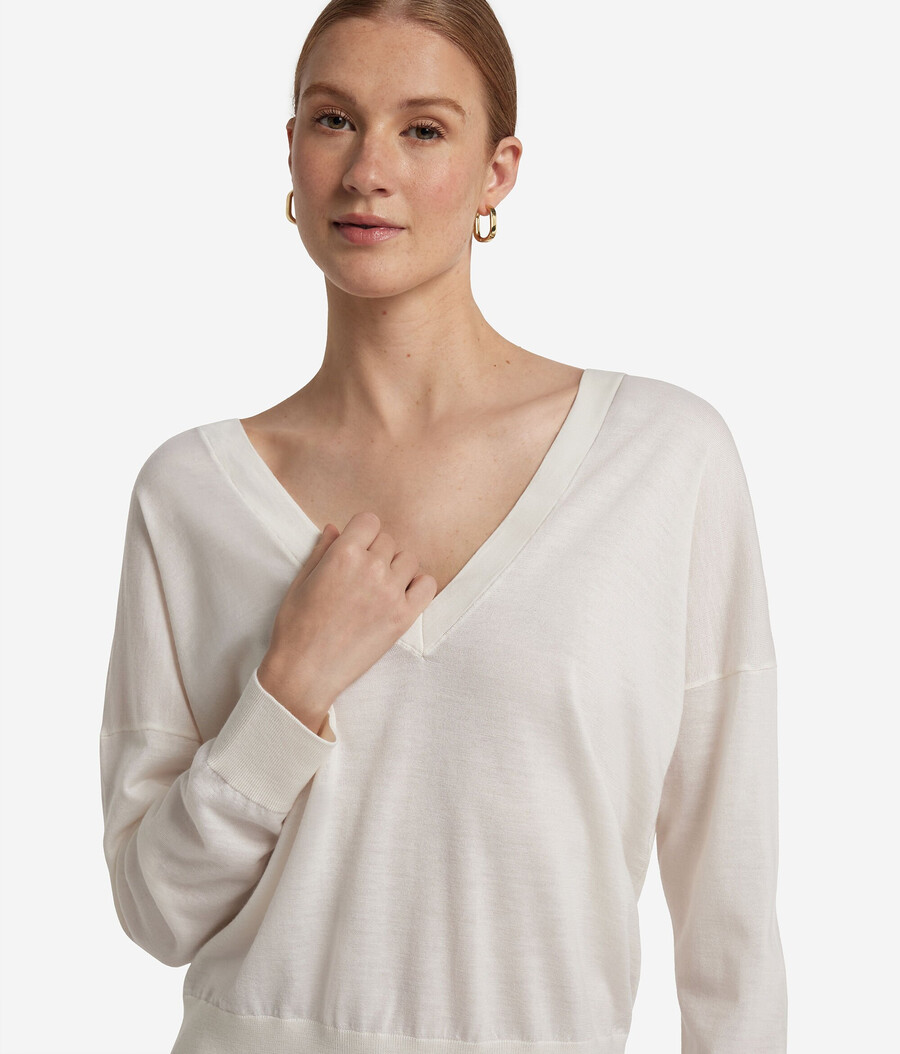 jersey de cachemira ultrafina con cuello en v doble