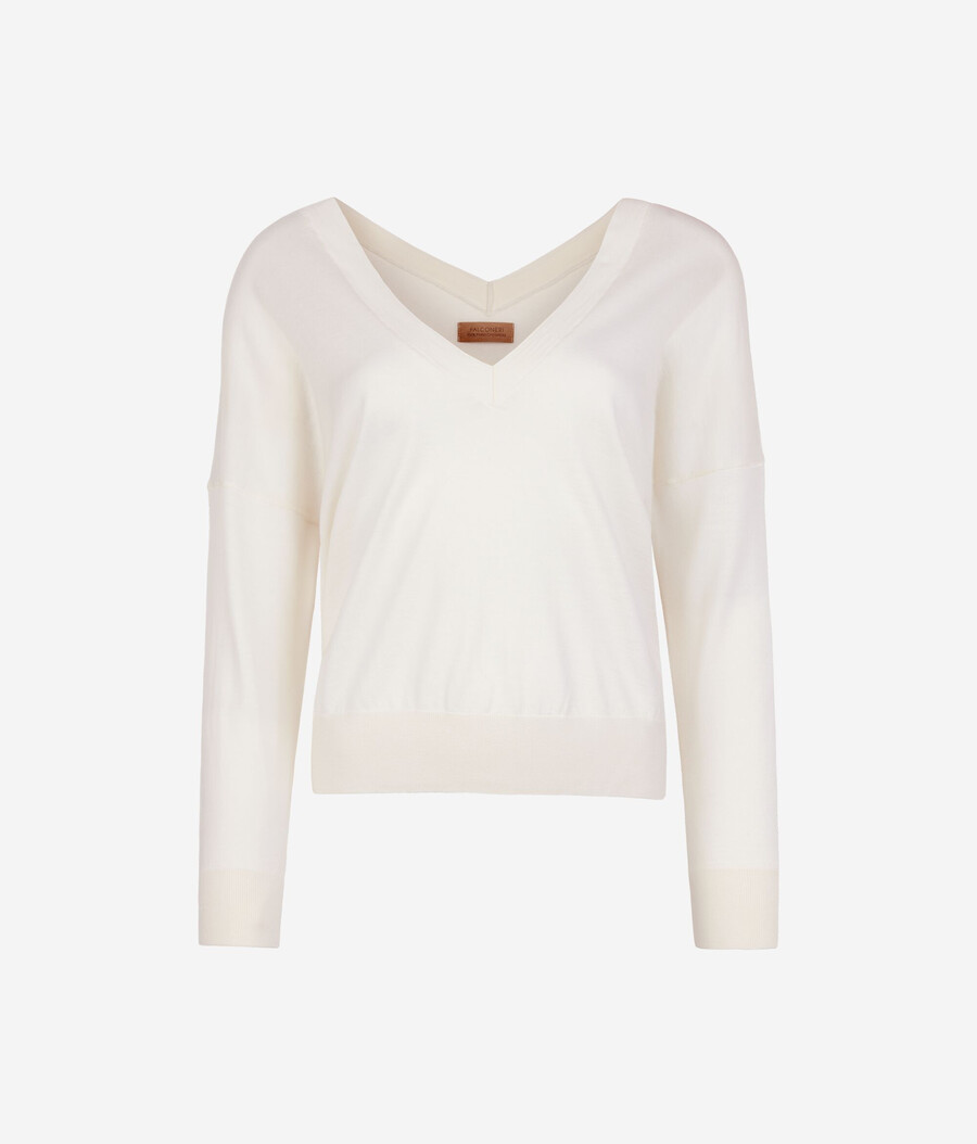 jersey de cachemira ultrafina con cuello en v doble
