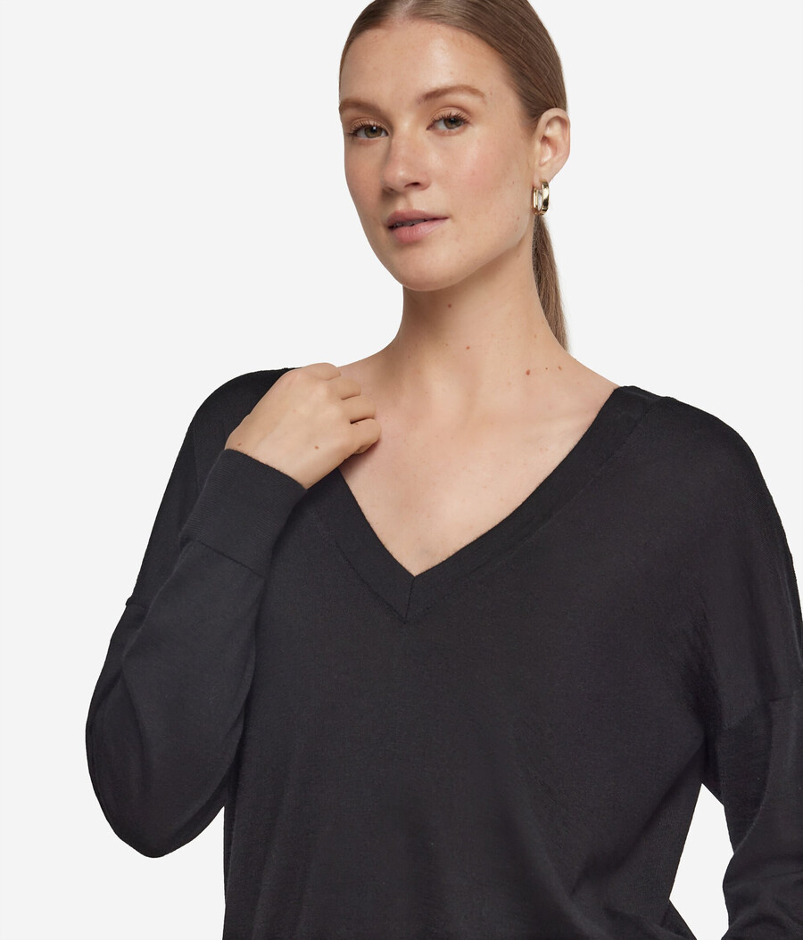 jersey de cachemira ultrafina con cuello en v doble