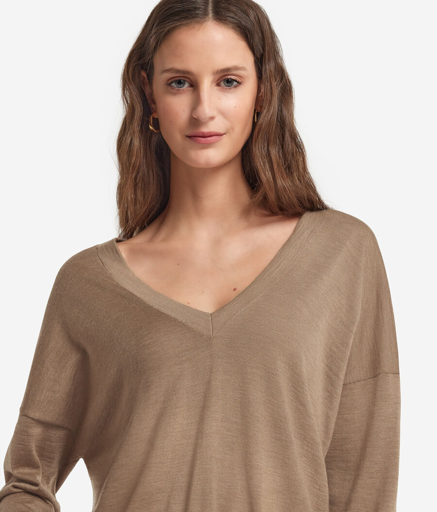 jersey de cachemira ultrafina con cuello en v doble