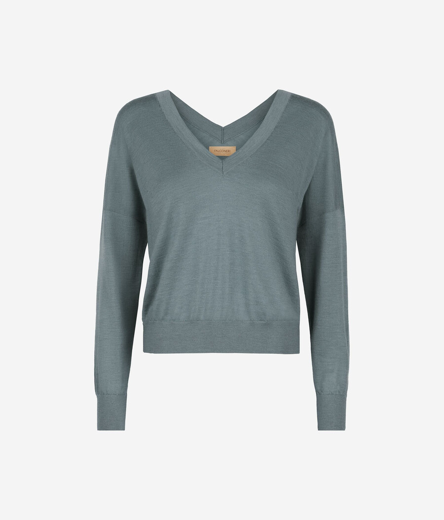 jersey de cachemira ultrafina con cuello en v doble