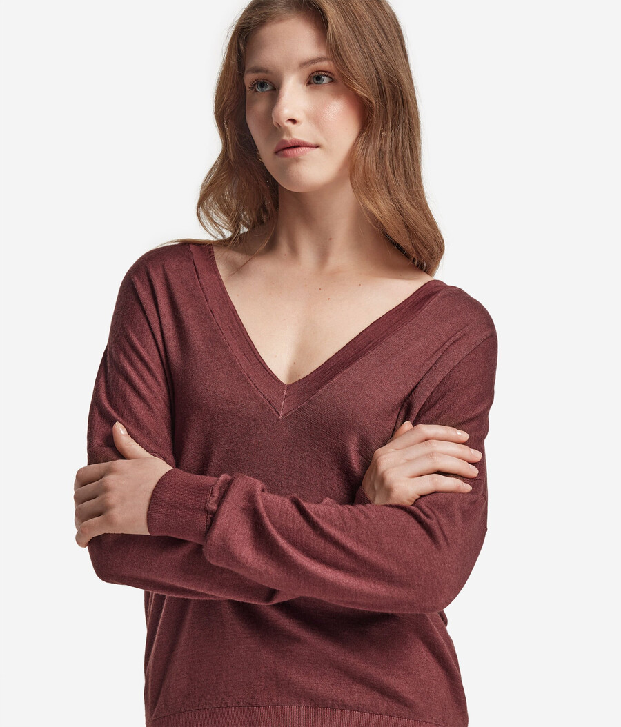 jersey de cachemira ultrafina con cuello en v doble