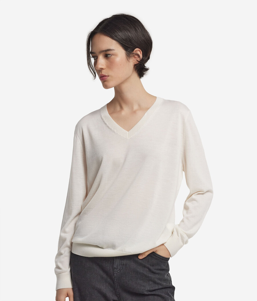 jersey de cachemira ultrafina con cuello en v