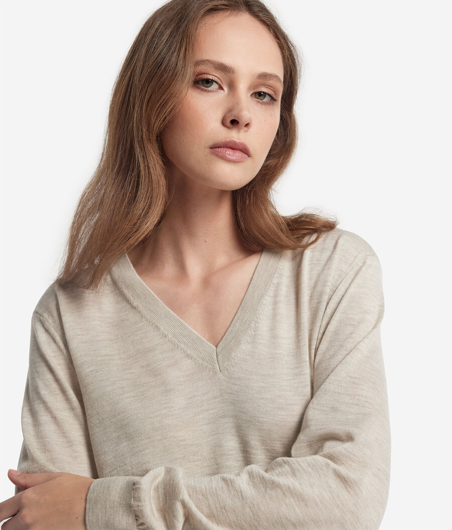 jersey de cachemira ultrafina con cuello en v