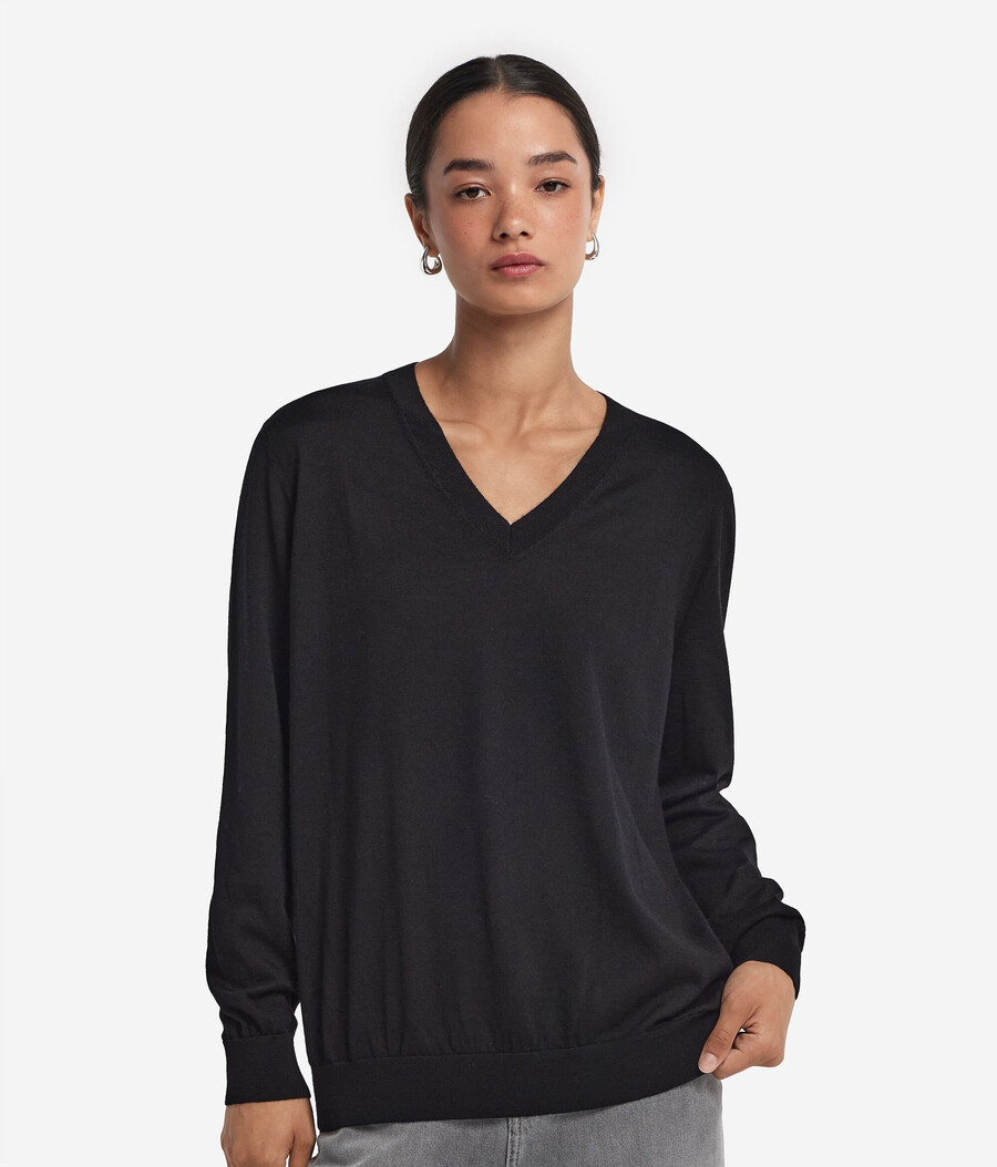 jersey de cachemira ultrafina con cuello en v
