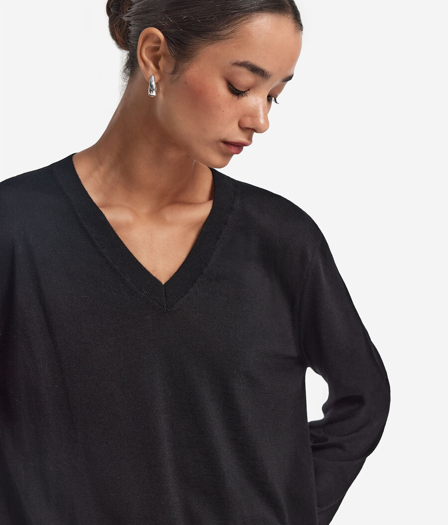 jersey de cachemira ultrafina con cuello en v