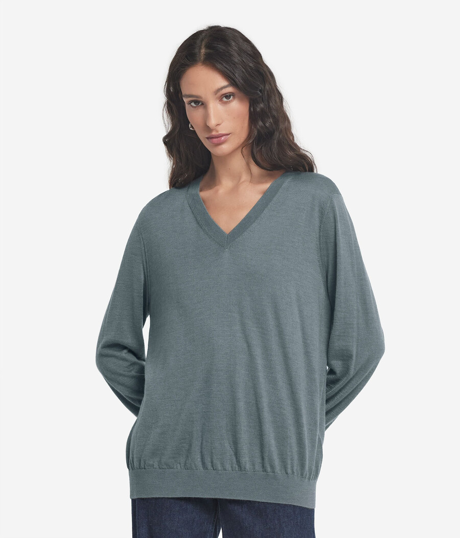 jersey de cachemira ultrafina con cuello en v