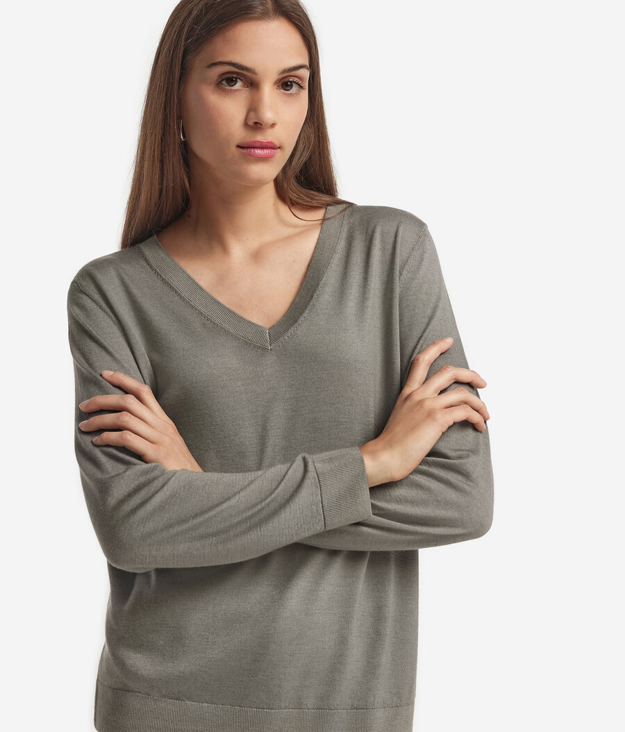 jersey de cachemira ultrafina con cuello en v