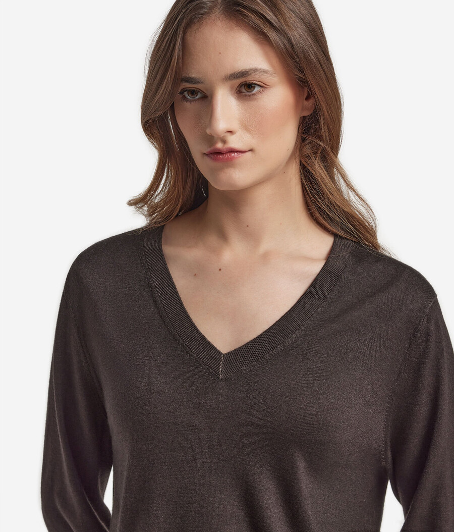 jersey de cachemira ultrafina con cuello en v