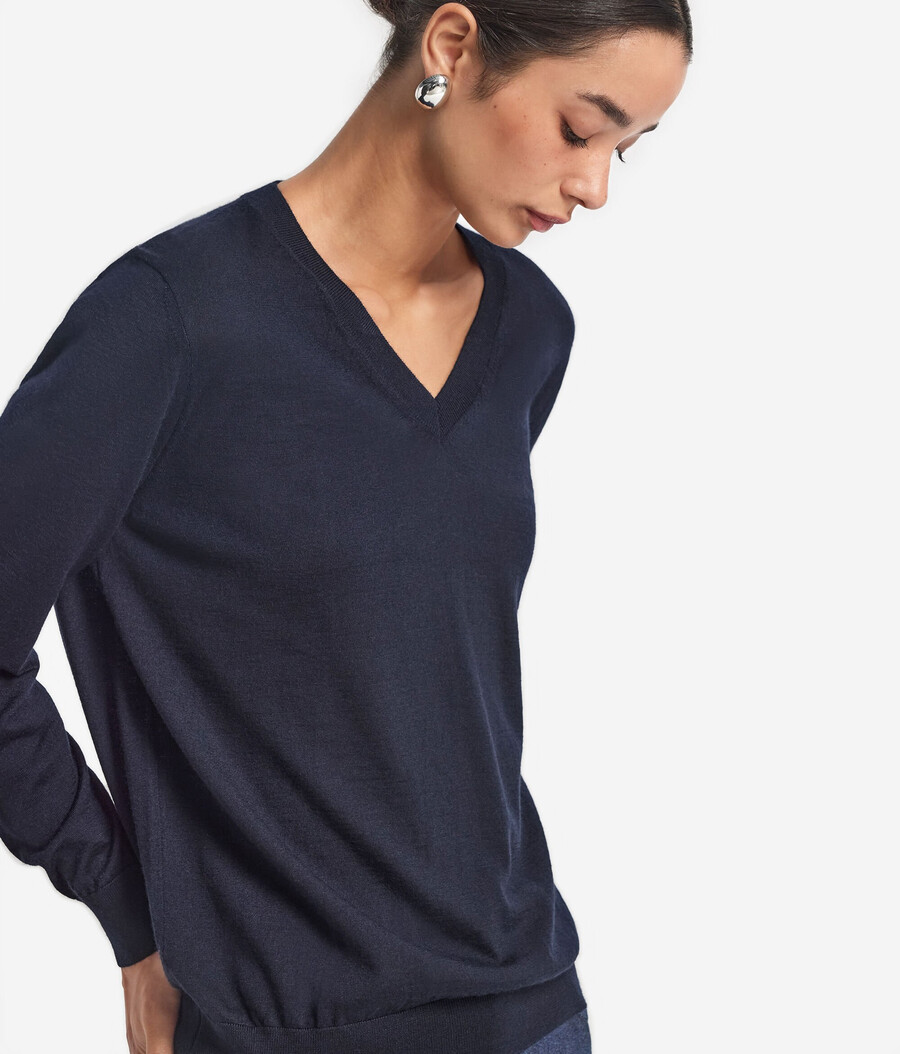 jersey de cachemira ultrafina con cuello en v