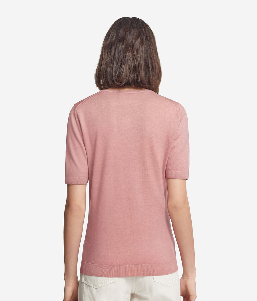 top de cachemira ultrafina con cuello redondo y manga corta