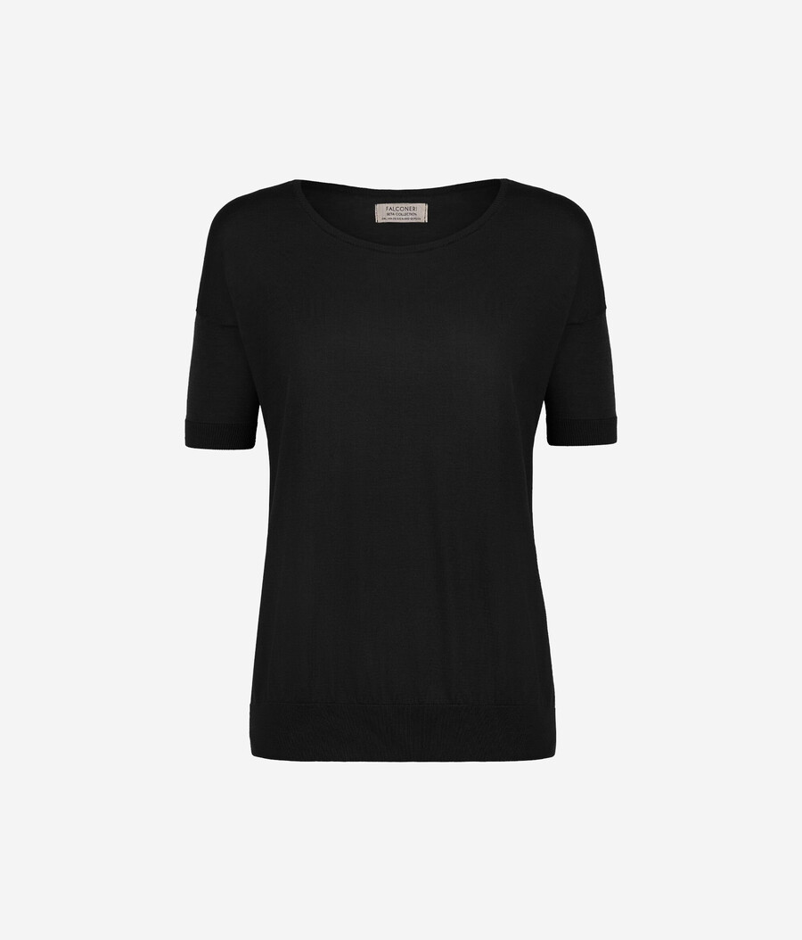 jersey de cuello redondo de seda y algodón