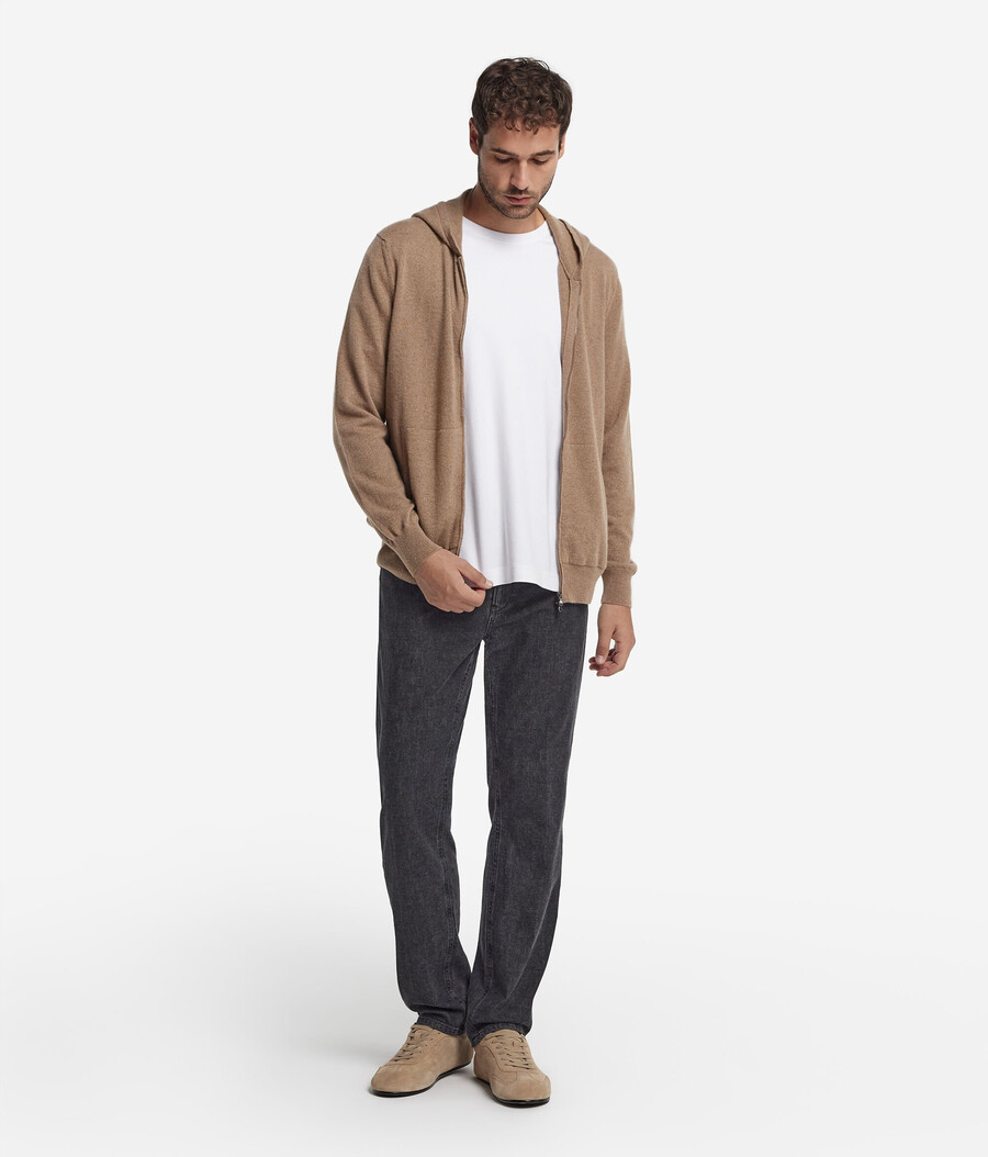 sudadera de cachemira ultrasuave con cremallera completa